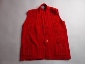 vintage College Point hand knit sweater vest cardigan, washable, medium